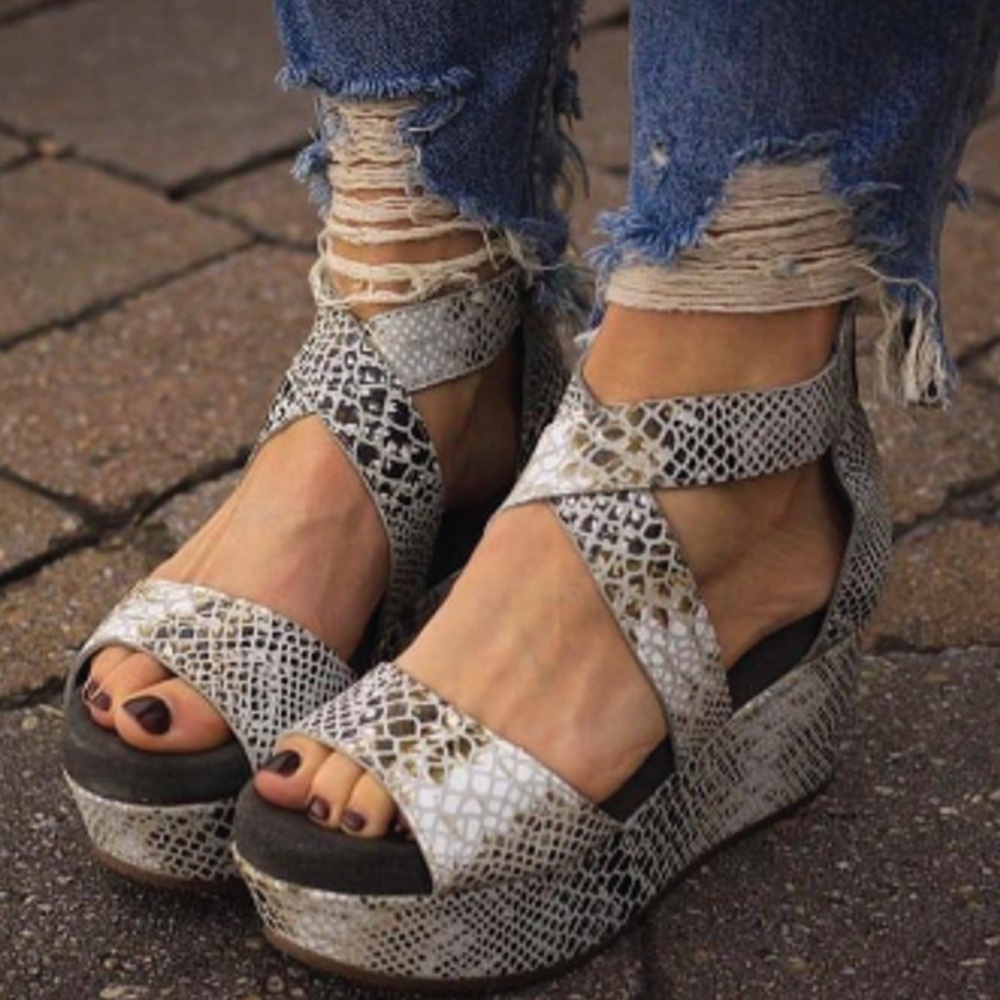 Diba True Snakeskin Pattern Wedge Sandals